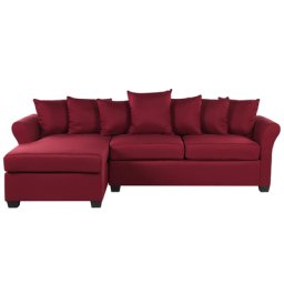Ecksofa Rot Polyester L-Förmig Rechtsseitig Kissen Inklusive Minimalistisch Modern Wohnzimmer