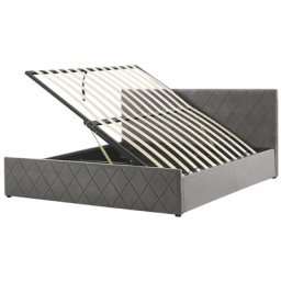 Bett Samtstoff Grau 180 x 200 cm Bettkasten Hochklappbar Exklusive Ausstrahlung Kopfteil Elegant Romantisch