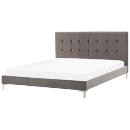 Doppelbett Grau Samtstoff Metallbeine 180 x 200 cm Bequem Glamour Schlaffzimmer
