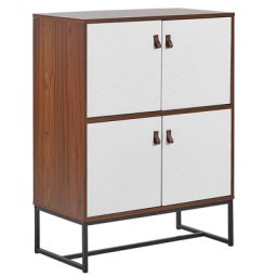 Moderne Kommode Dunkler Holzfarbton / Weiß 4 Türen MDF- Platte Metall für Schlafzimmer für Wohnzimmer