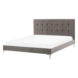 Doppelbett Grau Samtstoff Metallbeine 140 x 200 cm Bequem Glamour Schlaffzimmer