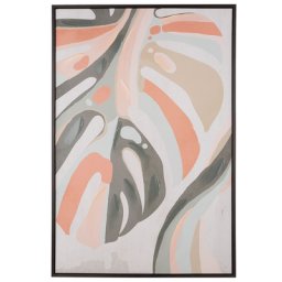 Wandbild Grün Beige Papierdruck 63 x 93 cm Passepartout Blättermotiv Wohnzimmer Büro Eingangsbereich
