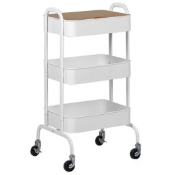 Servierwagen Weiß Kieferholz/Metall 4 Räder 3 Ablagefläche Modernes Design Wohnzimmer /Esszimmer