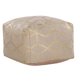 Pouf Beige Jutestoff 67 x 67 cm Sitzpouf Wohnzimmer Salon