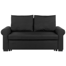 Schlafsofa Schwarz Polyester 2-Sitzer Schlaffunktion Pflegelleicht Schlafzimmer