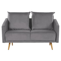 Sofa Grau Samtstoff 2-Sitzer 130 x 78 x 68 abnehmbare Kissenbezüge Minimalistisch Retro Wohnzimmer Flur Arbeitszimmer Modernes Design