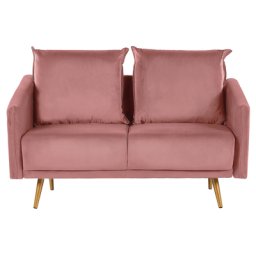 Sofa Rosa Samtstoff 2-Sitzer 130 x 78 x 68 abnehmbare Kissenbezüge Minimalistisch Retro Wohnzimmer / Flur / Arbeitzimmer Modernes Desing