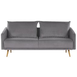 Sofa Grau Samtstoff 3-Sitzer 185 x 78 x 68 abnehmbare Kissenbezüge Minimalistisch Retro Wohnzimmer Flur Arbeitszimmer Modernes Design