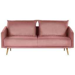 Sofa Rosa Samtstoff 3-Sitzer 185 x 78 x 68 abnehmbare Kissenbezüge Minimalistisch Retro Wohnzimmer Flur Arbeitszimmer Modernes Design