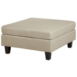 Ottomane Beige Stoff Holzbeine für Wohnzimmer Minimalismus/Eleganz
