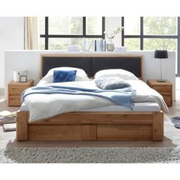 Doppelbett 160x200 mit Bettkasten Lattenrost Wildeiche massiv Verona
