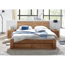 Doppelbett 180x200 mit Bettkasten Lattenrost Wildeiche mit Holzkopfteil Verona