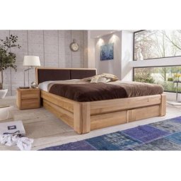 Doppelbett 160x200 mit Bettkasten Lattenrost Kernbuche massiv Verona