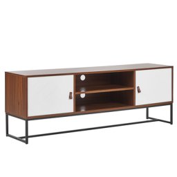 Modernes Lowboard Dunkler Holzfarbton / Weiß 2 Türen MDF- Platte Metall für Schlafzimmer für Wohnzimmer