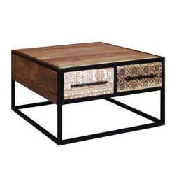 MiaMöbel Couchtisch 'Spring' 80x80 cm Massivholz, Metall Akazie Modern Indien Indisch