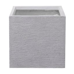 Blumentopf Weiß 40 x 40 x 38 cm aus Lehm-Faser-Mischung und Glasfaser Quadratisch Modernes Design