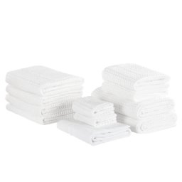 Badehandtuch Set mit Badematte 11-teilig Weiß Baumwolle Zero-Twist-Garn verschiedene Größen Badezimmer Ausstattung