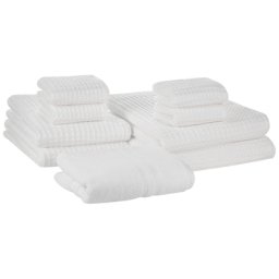Badehandtuch Set mit Badematte 9-teilig Weiß Baumwolle Zero-Twist-Garn verschiedene Größen Badezimmer Ausstattung