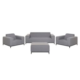 Lounge 5er Set Grau / Schwarzes Gestell Polsterbezug Dekorativ Praktisch Klassisch Traditionelles Design