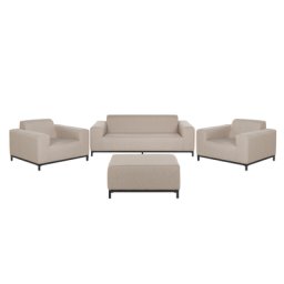 Lounge 5er Set Beige / Schwarzes Gestell Polsterbezug Dekorativ Praktisch Klassisch Traditionelles Design