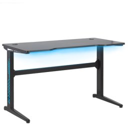 Gaming-Tisch Schwarz MDF Metall 120 x 60 cm RGB LED-Beleuchting Futuristisch Modern Kinderzimmer Jugendzimmer Büro
