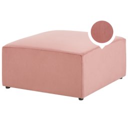 Ottomane Rosa Polsterbezug aus Cord quadratisch 83 x 83 cm Modernes Retro Design Wohn- und Arbeitszimmer Flur Diele Salon Möbel