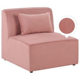 Mittelstück für Sofa Rosa Polsterbezug aus Cord mit Rückenlehne Modernes Retro Design Wohn- und Arbeitszimmer Flur Diele Salon Möbel