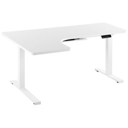 Schreibtisch linksseitig Weiß Spanplatte 160x110 cm mit Metallgestell elektrisch höhenverstellbar L-Form Büro Arbeitszimmer Möbel