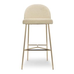 Barhocker BANE - Barhocker, Bouclé Stoff in Weiß & Messing, H78