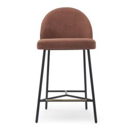 Barhocker BANE - Barhocker, Samt in Taupe & schwarzes Metall, H78
