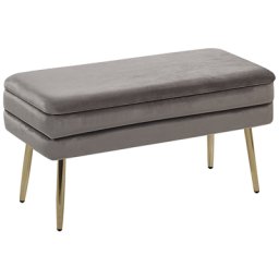 Bank Grau aus Samtstoff 100% Polyester Eisenbeine Retro/Modern Wohnzimmer Schlafzimmer Flur Modern