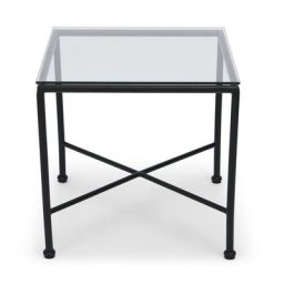 Outdoor-Beistelltisch BEL AIR - Gartentisch, Glas & schwarzes Metall, 56 x 55 cm