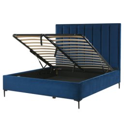 Polsterbett Samtstoff Blau 140x200 cm mit Bettkasten Hochklappbar für Schlafzimmer Doppelbett Ehebett