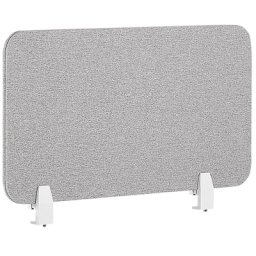 Schreibtisch Trennwand Hellgrau Stoff PET Kunststoff 80 x 40 cm zum Aufstellen Klemmen Schallschutz Sichtschutz Pinnwand Büro Home Office