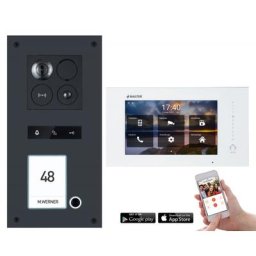 Video Türsprechanlage mit Smartphone App für 1 Familienhaus mit Bewegungsmelder, 1x Monitor, Balter ERA WLAN (Türstation Farbe : Schwarz / RFID Schlüssel: 4)