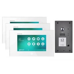 Türsprechanlage mit 170 ° Kamera BALTER 2-Draht BUS mit 3x7"" Display und Zoom Funktion für 1-Familienhaus (Türstation Farbe : Silber)
