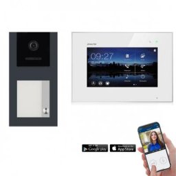 BALTER EVO Aufputz Video Türsprechanlage 2-Draht BUS für 1-Familienhaus mit 7"" WiFi Touchscreen Monitor und Hauptstromverteiler (Türstation Farbe : Anthrazitgrau)