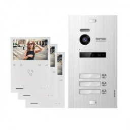 Video Türsprechanlage für 3 Familienhaus BALTER EVO QUICK mit 3x 4,3 Zoll Monitor 2-Draht BUS Türstation mit 150° Weitwinkel-Kamera (Türstation Farbe : Anthrazitgrau)