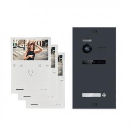 Video Türsprechanlage BALTER EVO QUICK mit 3x 4,3 Zoll Monitor 2-Draht BUS Türstation mit 150° Weitwinkel-Kamera für 1 Familienhaus (Türstation Farbe : Anthrazitgrau)
