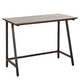 Schreibtisch dunkler Holzfarbton mit schwarzem Gestell 100 x 50 cm aus MDF mit Melaminbeschichtung Rustikal Schibby Chic Arbeitszimmer
