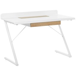 Schreibtisch Weiß / Heller Holzfarbton 120 x 60 cm 1 Schublade Bürotisch Computertisch Modernes Design