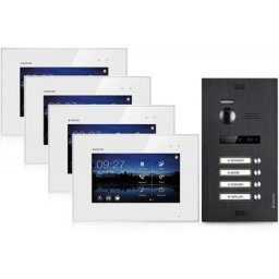 Video Türsprechanlage BALTER EVO Schwarz 2-Draht BUS Komplettsystem für 4-Familienhaus