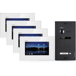 Video Wechselsprechanlage BALTER EVO Schwarz 2-Draht BUS Komplettsystem für 1-Familienhaus, 4x Monitore