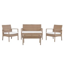 Gartenmöbel Set Hellbraun Rattan Stahlgestell inkl. Couchtisch und Sitzkissen Zubehör für Garten / Terrasse Dekorativ Elegant Modernes Design