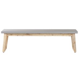 Bank Grau / Heller holzfarbton Faserzement / Akazienholz 160 cm Indoor & Outdoor Garten Schlafzimmer Wohnzimmer