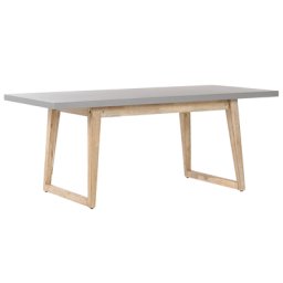 Tisch Grau / Heller holzfarbton Faserzement / Akazienholz 180 x 90 cm Indoor & Outdoor Garten Schlafzimmer Wohnzimmer