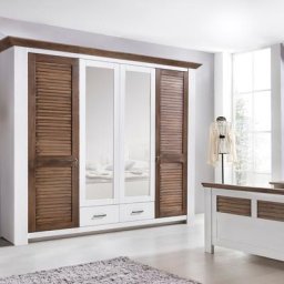 Drehtürenschrank weiß 235 cm 4-türig Pinie braun Laguna