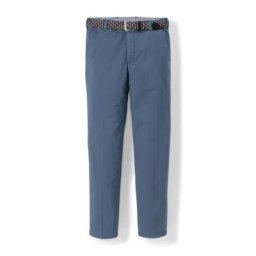 Walbusch Herren Bügelfrei-Chino Hose Regular Fit Blau einfarbig elastisch flexibler Bund