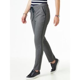 Walbusch Damen Gabardine Wolljogpant Bretagne einfarbig Grau Melange