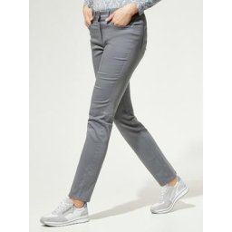 Walbusch Damen Bügelfrei Baumwollhose einfarbig Anthrazit